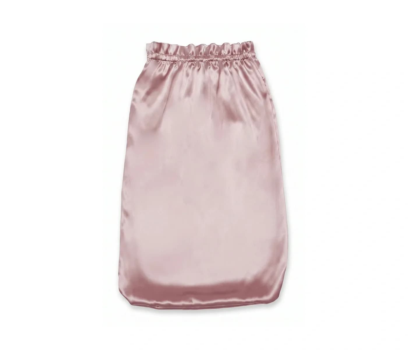 Blush long mulberry silk sleep bonnet with elastic edge